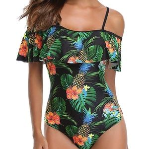 Tempt Me Women's One Piece Retro Ruffle Printed